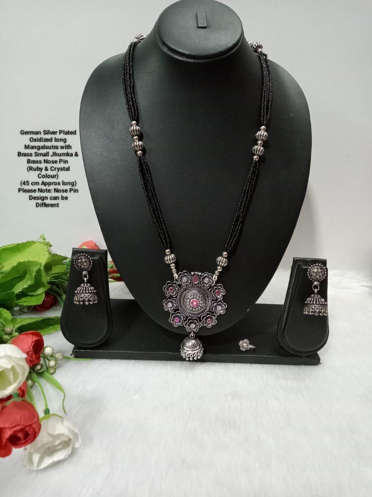 Oxidized Mangalsutra Long set with Jhumkas