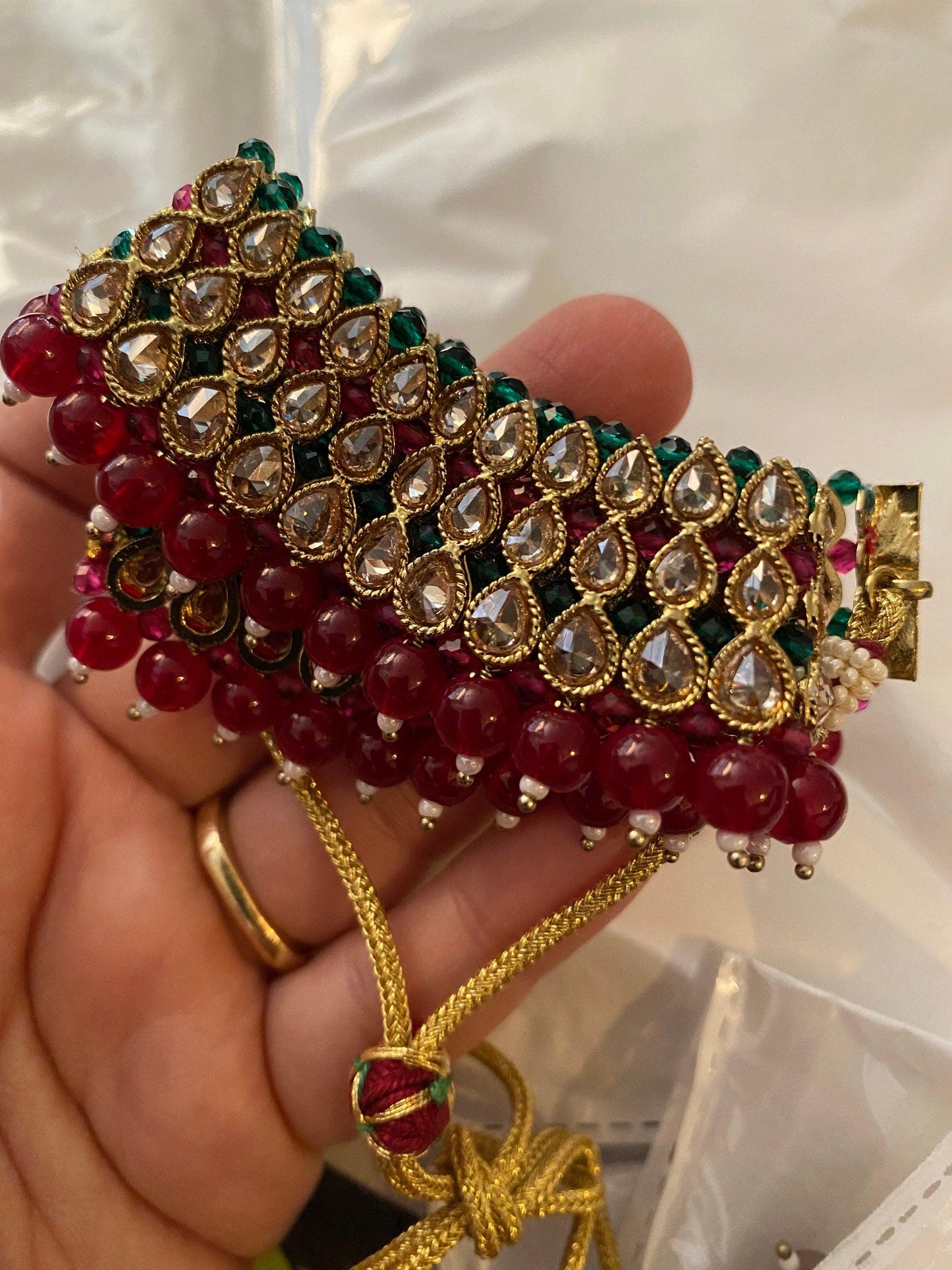 Pashmina Reverse AD crystal necklace set