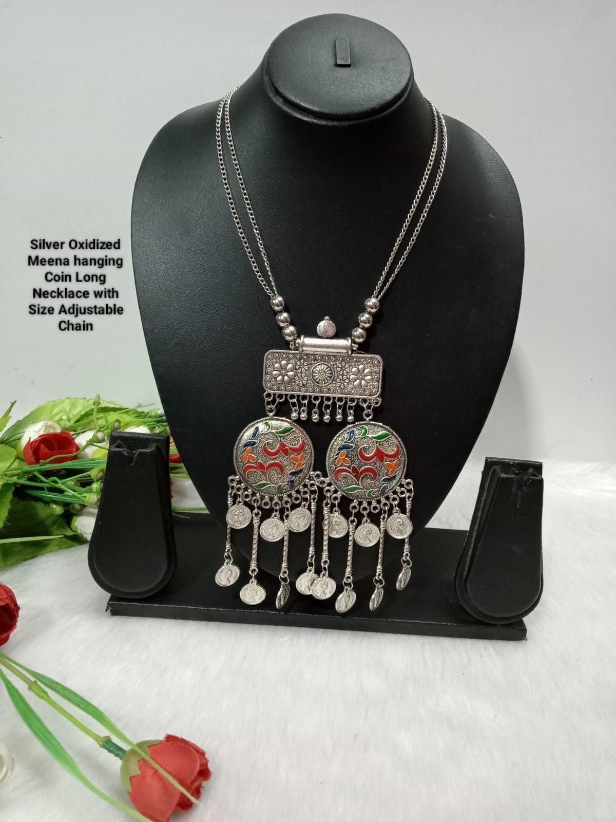 Oxidized silver necklaces adjustable chains