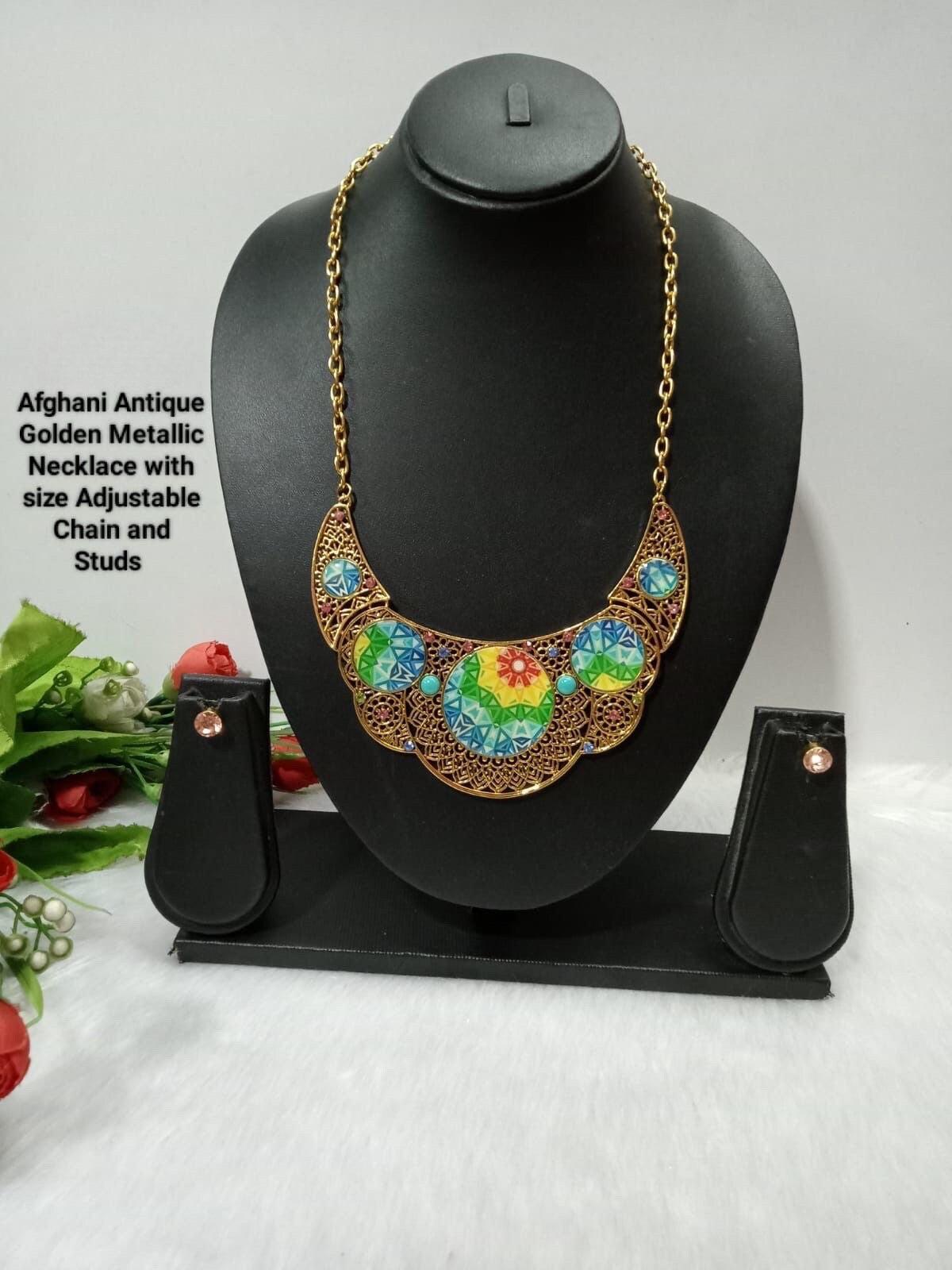 Oxidized necklaces with small studs - Gold and Silver