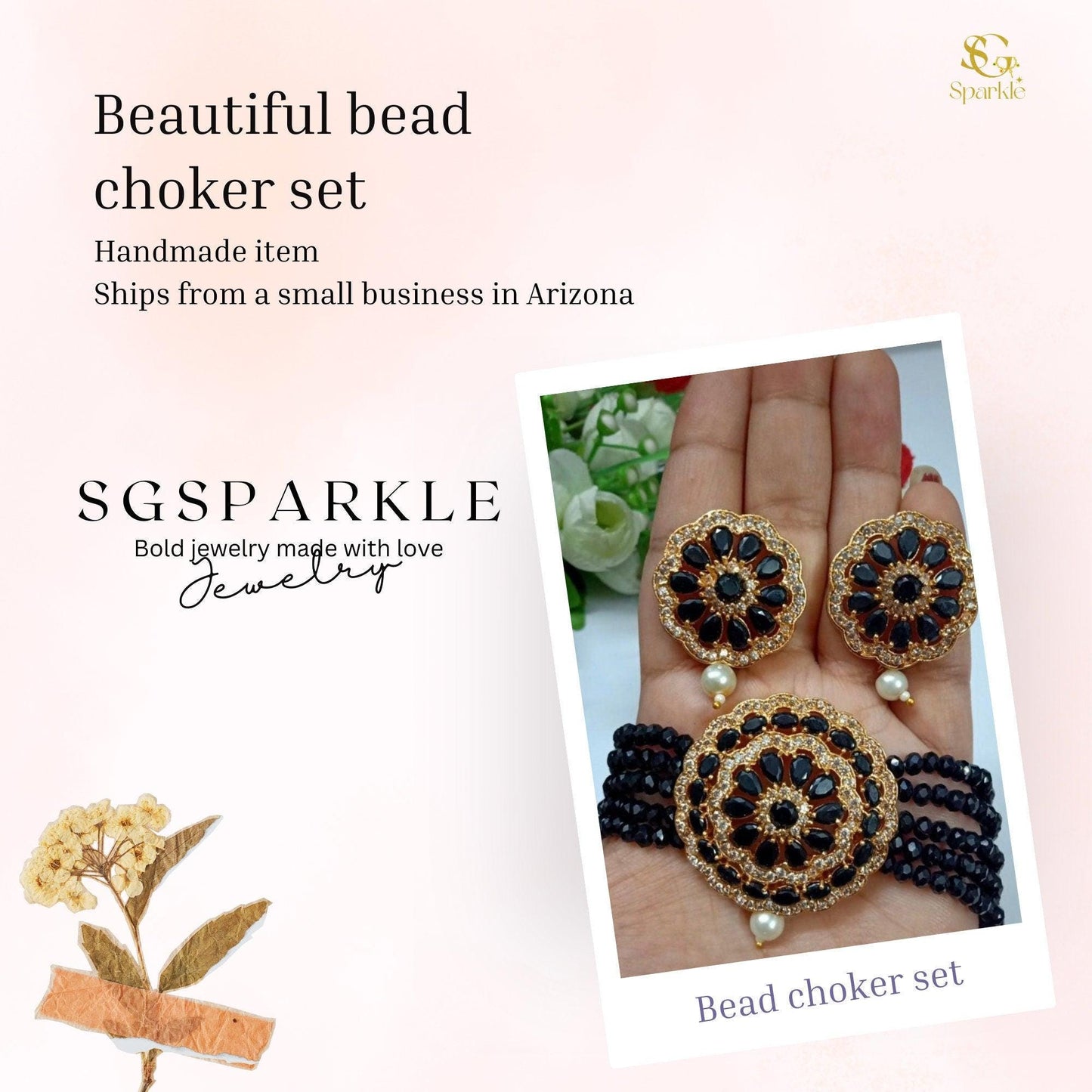 Beautiful bead choker set - only 1 left - Black