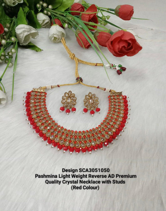 Pashmina Reverse AD crystal necklace set