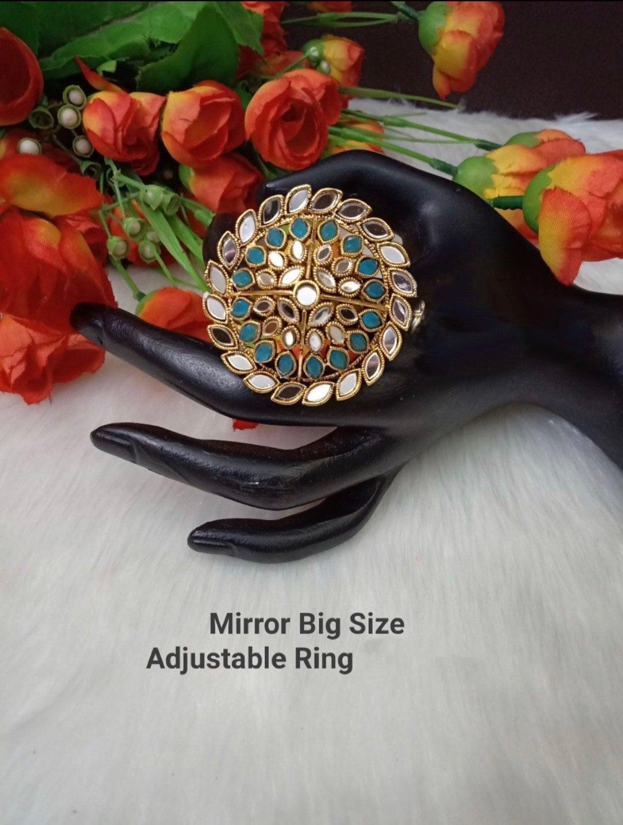 Mirror big size adjustable ring