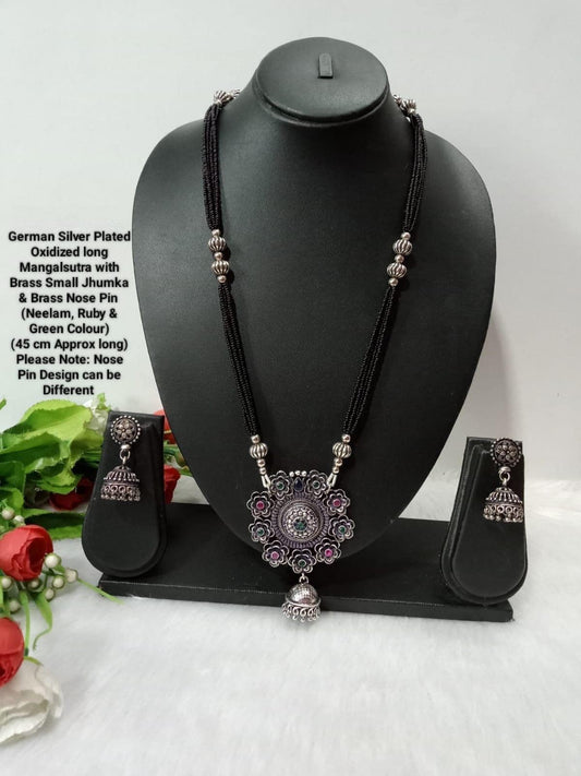 Oxidized Mangalsutra Long set with Jhumkas