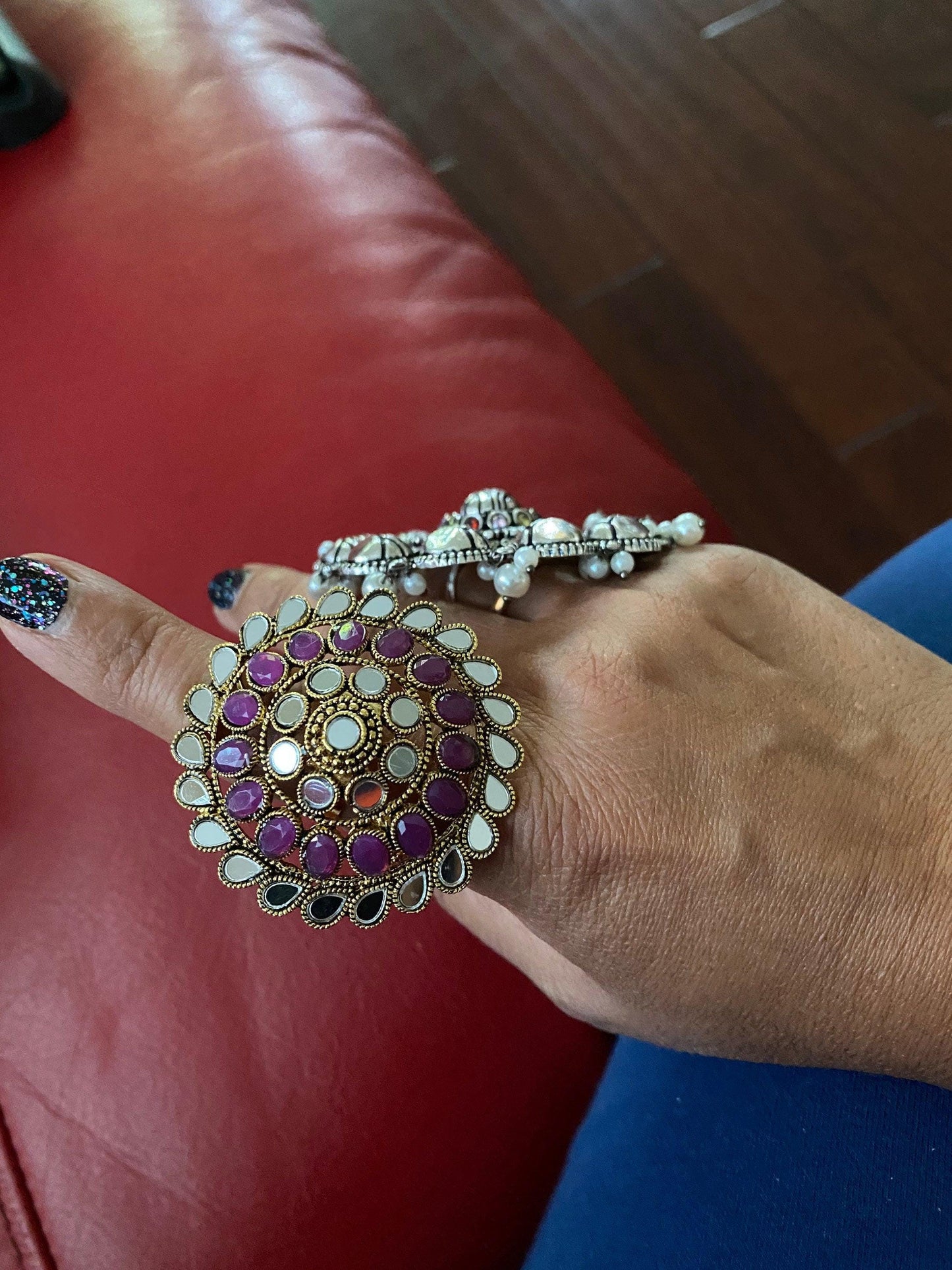 Mirror big size adjustable ring
